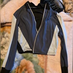 Fashion Nova Black and Gray Zip-Up Jacket